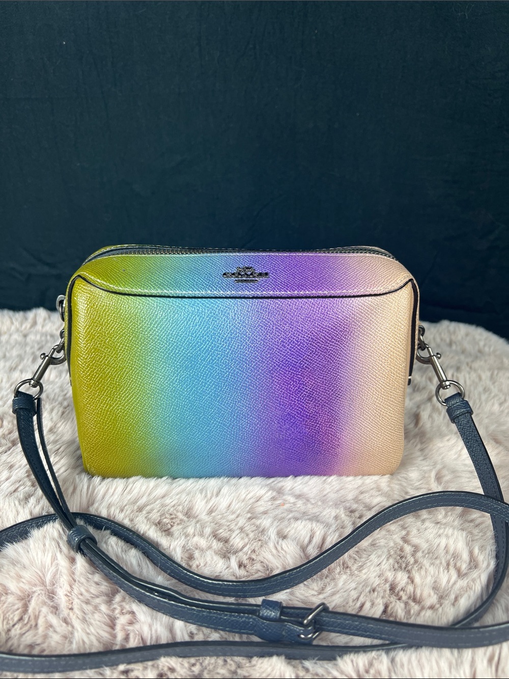 Coach Bennett Rainbow Ombre Leather Crossbody Bag Rare Multicolor EUC